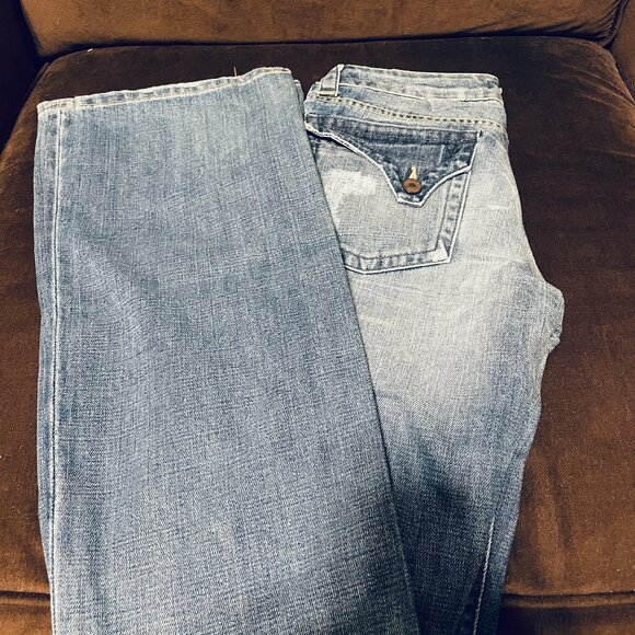 NEW Vintage Blue Blu Jeanius 26 Bootcut asymetrical back pocket flap medium wash - Picture 7 of 7